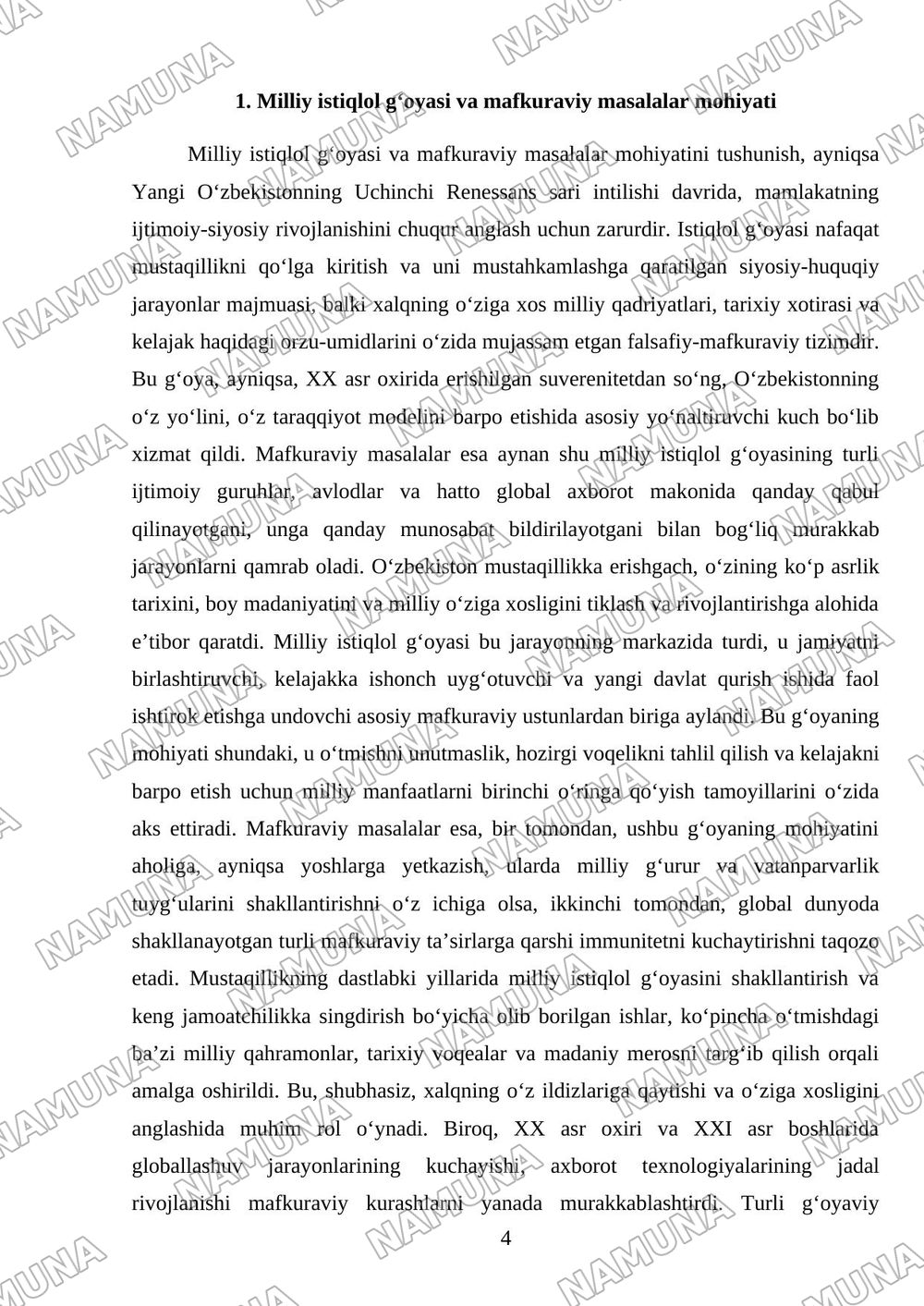 Oʻzbekistonda ijtimoiy sohada amalga oshirilayotgan ozgarishlar mazmun va mohiyati. — mustaqil ish, 4-varaq