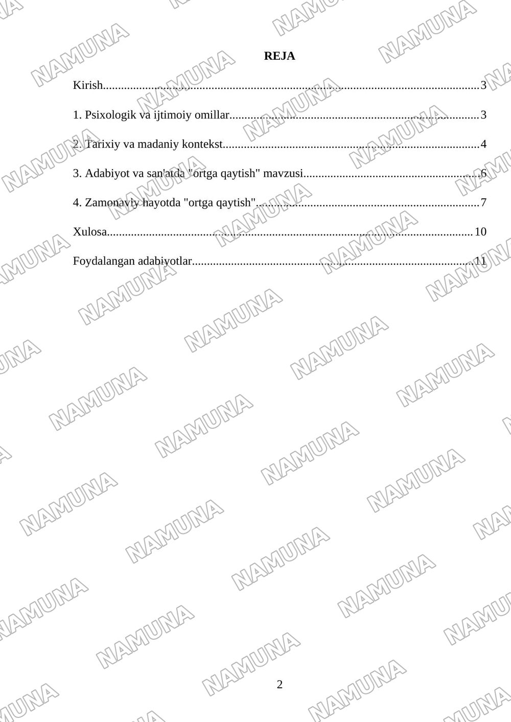 ๐ Ortga qaytish โ referat, 2-varaq