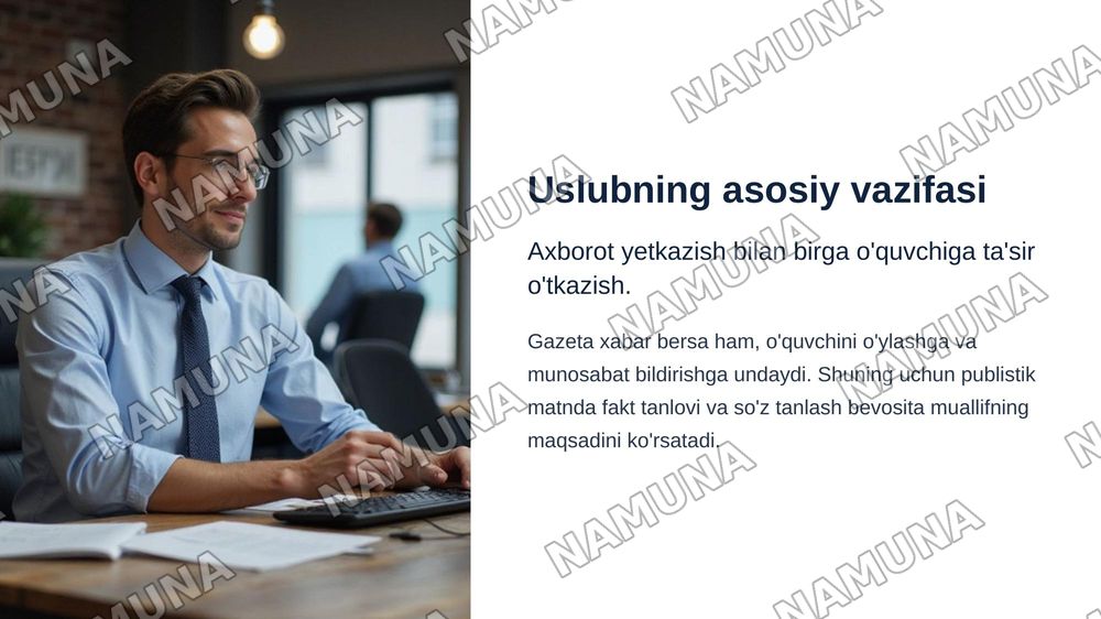 Publistik uslub — zamonaviy taqdimot, 4-slayd
