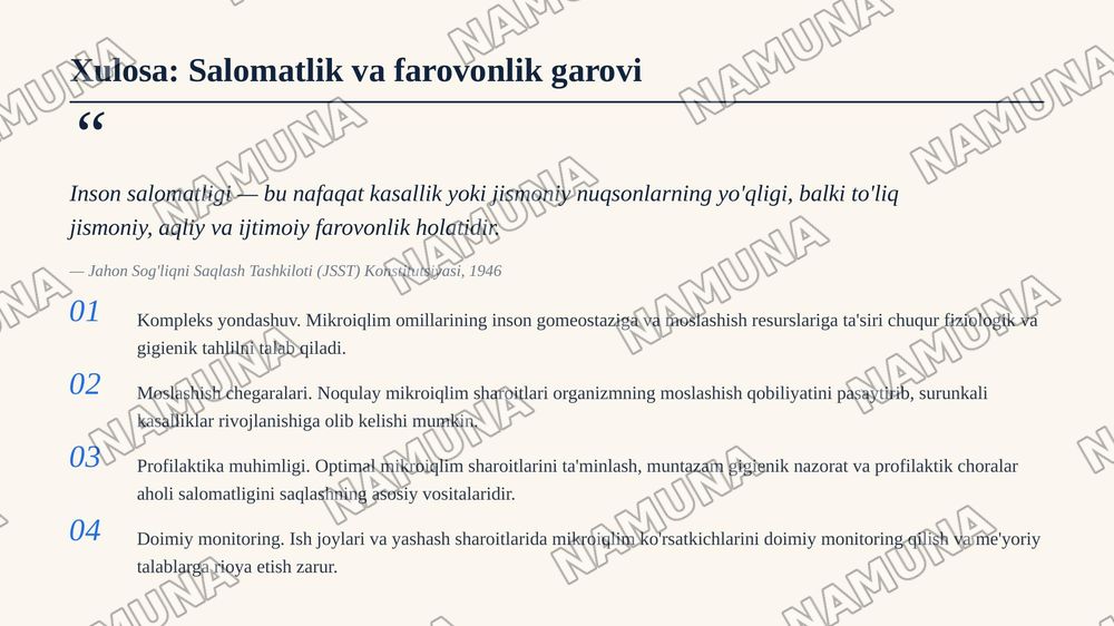 Mikroiqlim ko'rsatkichlari kompleksining inson tanasining gomeostaziga va moslashish resurslariga tizimli ta'sirini fiziologik va gigienik tahlil qilish. — zamonaviy taqdimot, 8-slayd