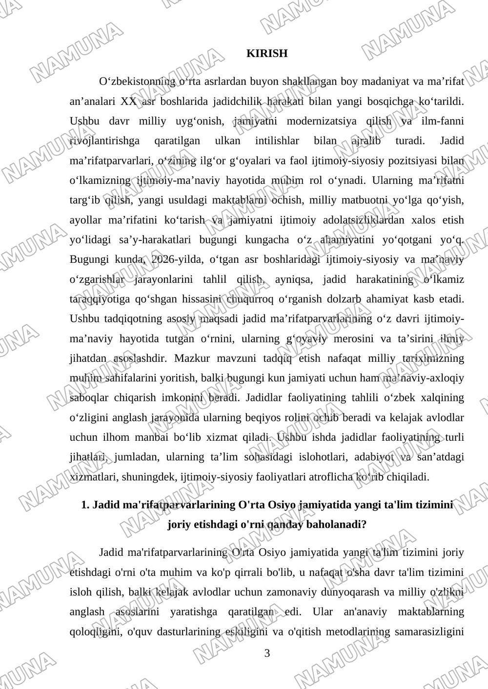 Jadid marifatparvarlarining olka ijtimoiy -manaviy hayotida tutgan orni — mustaqil ish, 3-varaq