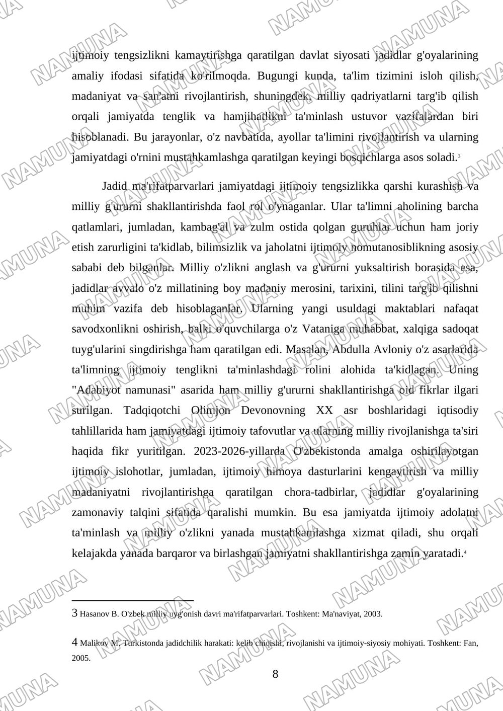 Jadid marifatparvarlarining olka ijtimoiy -manaviy hayotida tutgan orni — mustaqil ish, 8-varaq