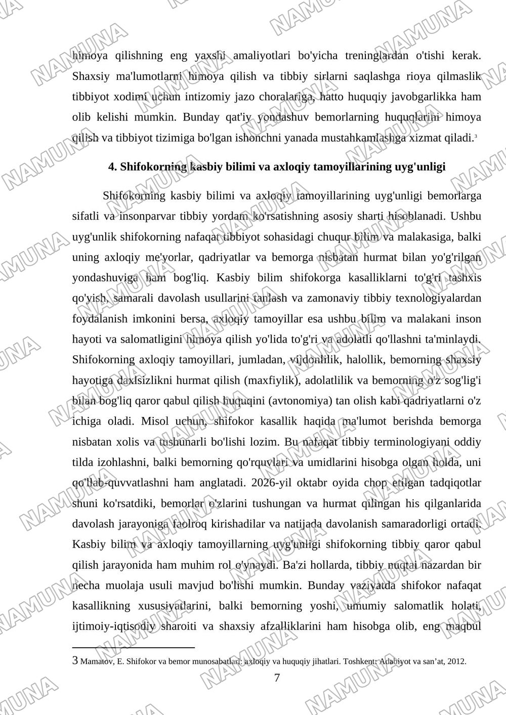 Shifokor hodimlarining axloqiy fazilatlari — mustaqil ish, 7-varaq
