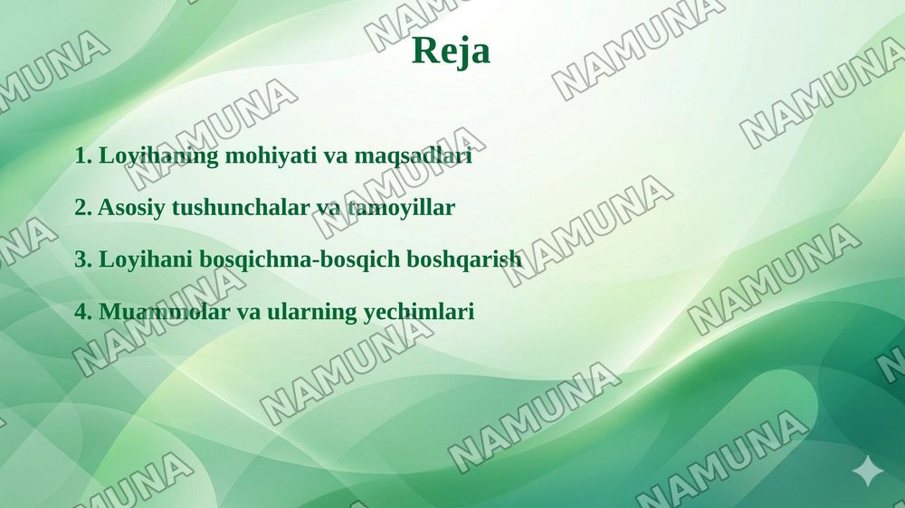 Loyihani boshlash xususiyati va tushunchalari — taqdimot, 2-slayd
