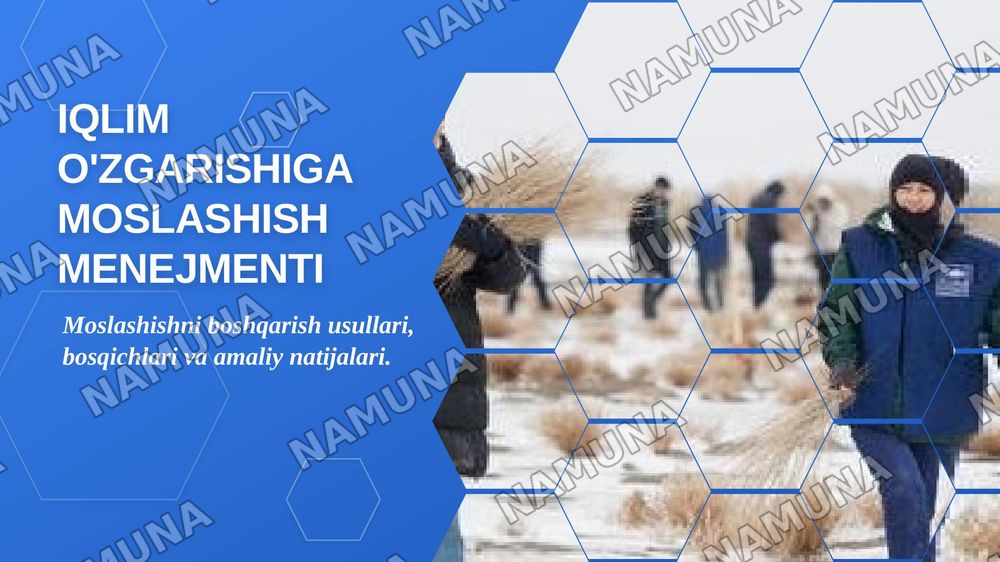 5. Iqlim o'zgarishiga moslashish sohasidagi zamonaviy menejment yondashuvlari — zamonaviy taqdimot, 1-slayd