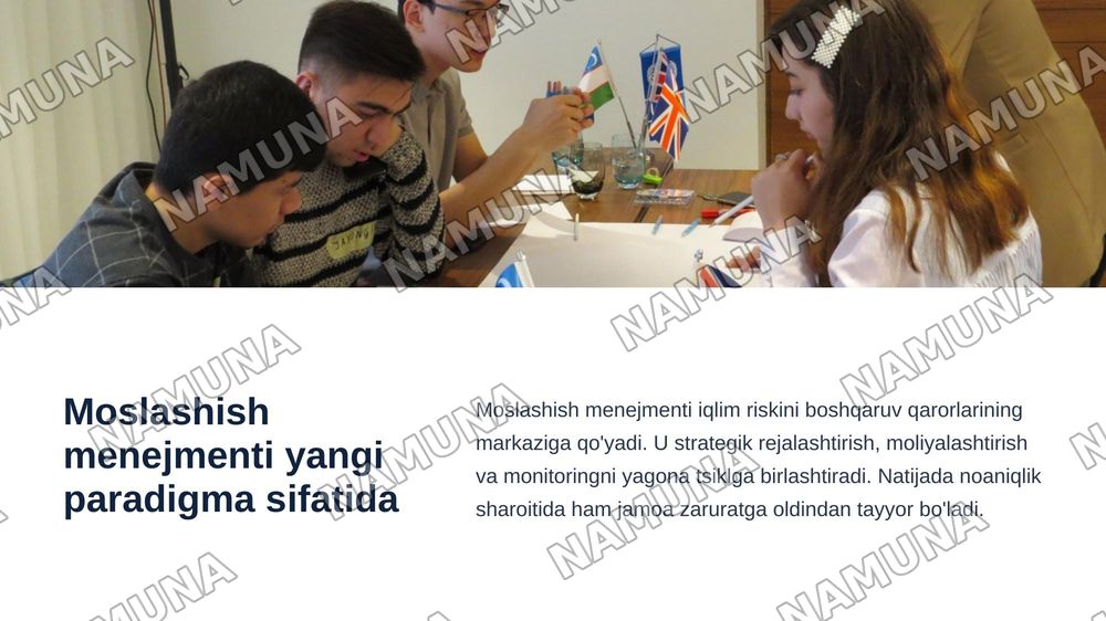 5. Iqlim o'zgarishiga moslashish sohasidagi zamonaviy menejment yondashuvlari — zamonaviy taqdimot, 6-slayd