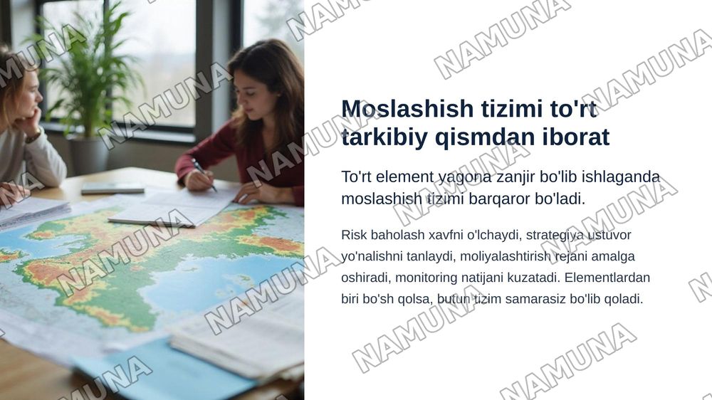 5. Iqlim o'zgarishiga moslashish sohasidagi zamonaviy menejment yondashuvlari — zamonaviy taqdimot, 8-slayd