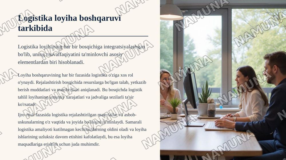 Loyiha boshqaruvida logistikaning o'rni va roli — zamonaviy taqdimot, 4-slayd