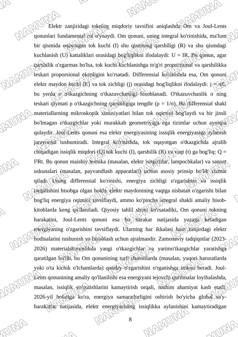 Elektir toki — mustaqil ish, 8-varaq