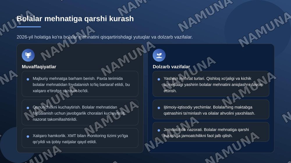 Mavzu: Bola huquqlari 
Taqdimotni yuqorisiga Rustamova Dilfuza 103 guruh deb qozib ber 
Bir nechta rasimlar ham qoʻsh
Rasmiy manbalrdan ol — zamonaviy taqdimot, 7-slayd