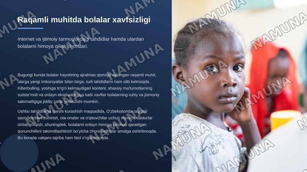 Mavzu: Bola huquqlari 
Taqdimotni yuqorisiga Rustamova Dilfuza 103 guruh deb qozib ber 
Bir nechta rasimlar ham qoʻsh
Rasmiy manbalrdan ol — zamonaviy taqdimot, 8-slayd