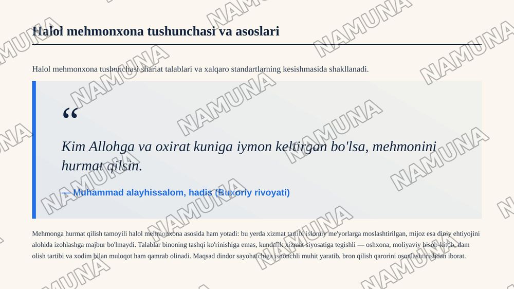 Halol mehmonxonalarni tashkil etishning ahamiyati — zamonaviy taqdimot, 4-slayd