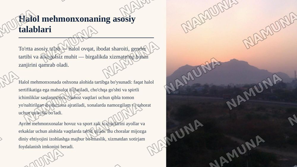 Halol mehmonxonalarni tashkil etishning ahamiyati — zamonaviy taqdimot, 6-slayd