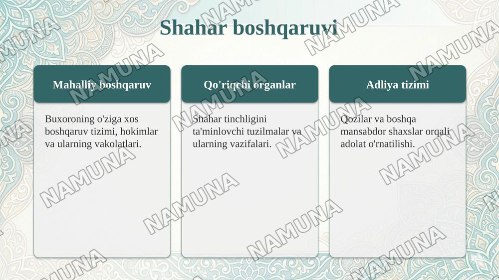 Buxoro tarixi» — Abu Bakr Muhammad Narshaxiy  X asr (943–944)  Buxoroning qadimgi tarixi, arablar istilosi, Somoniylar davri, shahar boshqaruvi va iqtisodiy hayoti. — taqdimot, 7-slayd