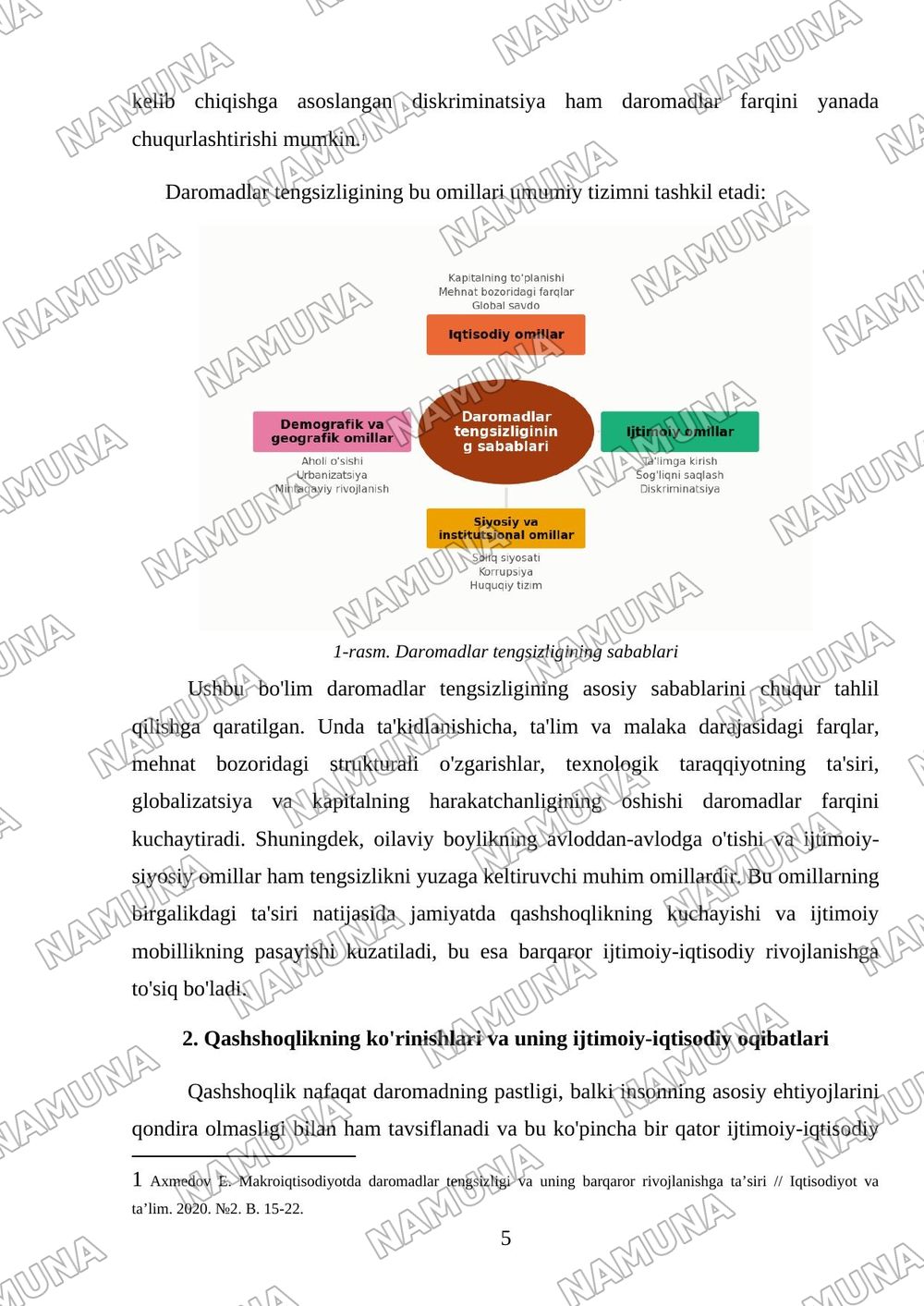 Daromadlar tengsizligi va qashshoqlik — mustaqil ish, 5-varaq