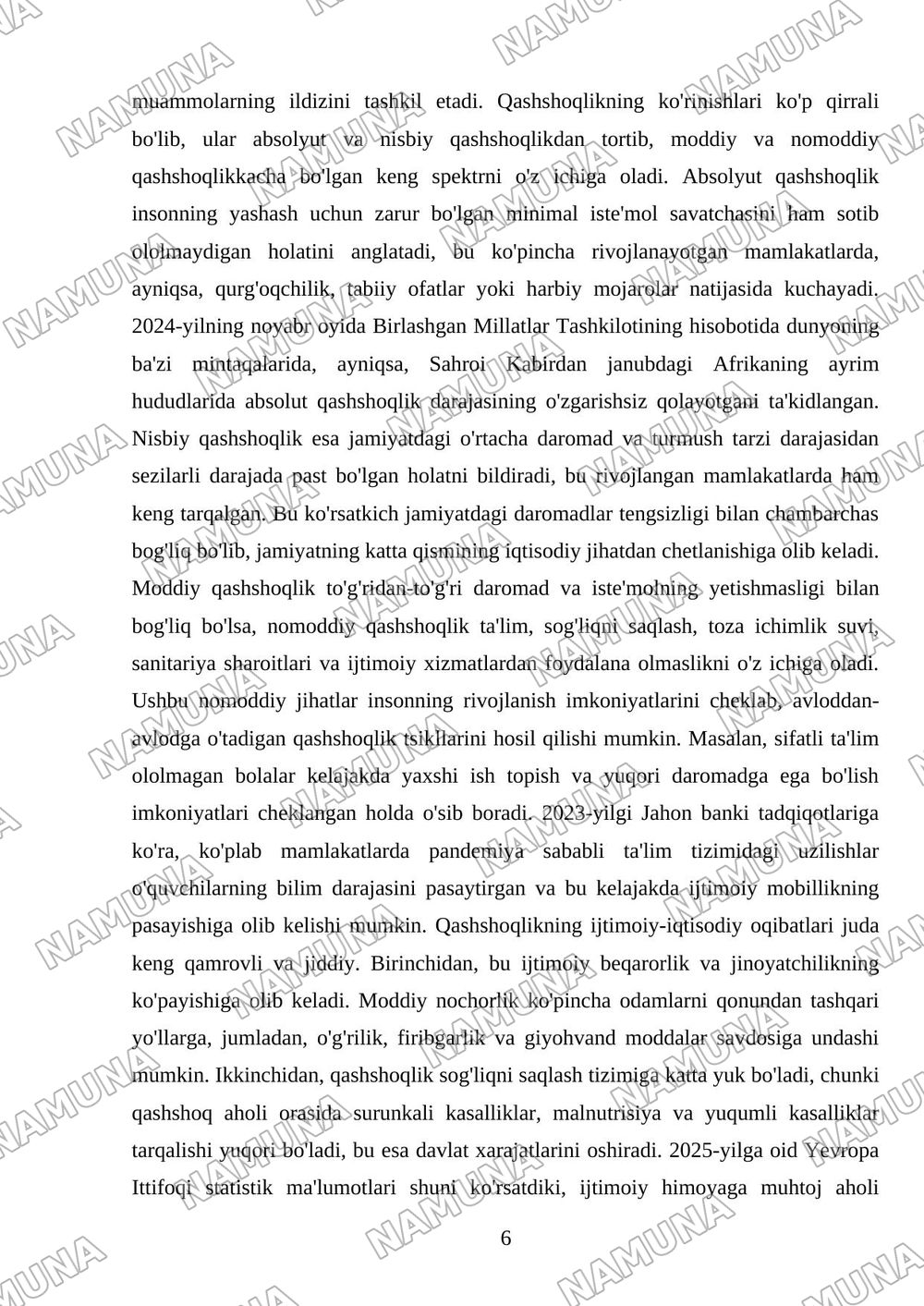 Daromadlar tengsizligi va qashshoqlik — mustaqil ish, 6-varaq