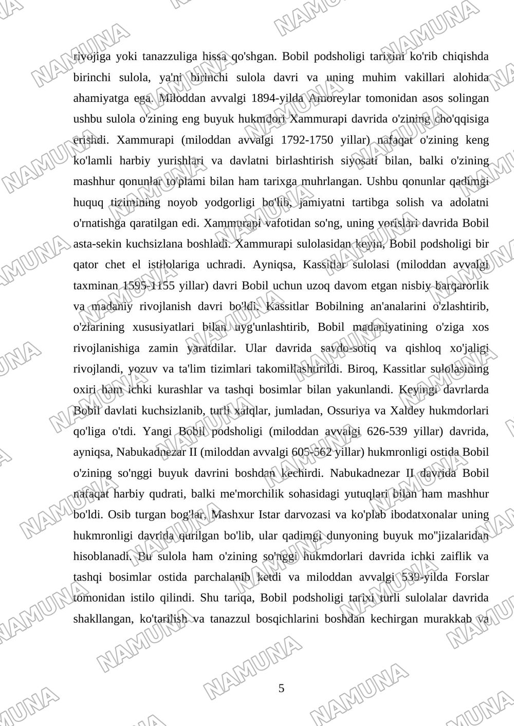 Qadimgi Bobil podsholigi — referat, 5-varaq
