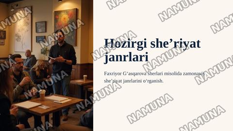 Hozirgi sheʼriyat janrlari boʻyicha taqdimot tayyorlash Faxriyor G asqarova sherlari misolida — zamonaviy taqdimot