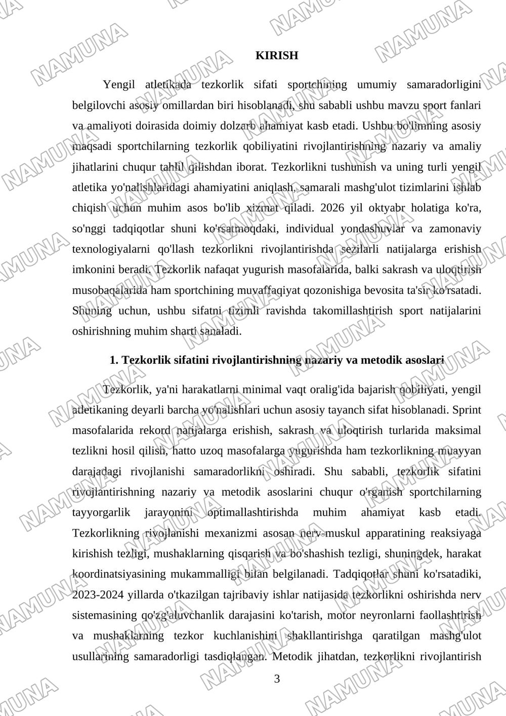 Yengil atletiko. Tezkorlik sifatini rivojlantirish — mustaqil ish, 3-varaq