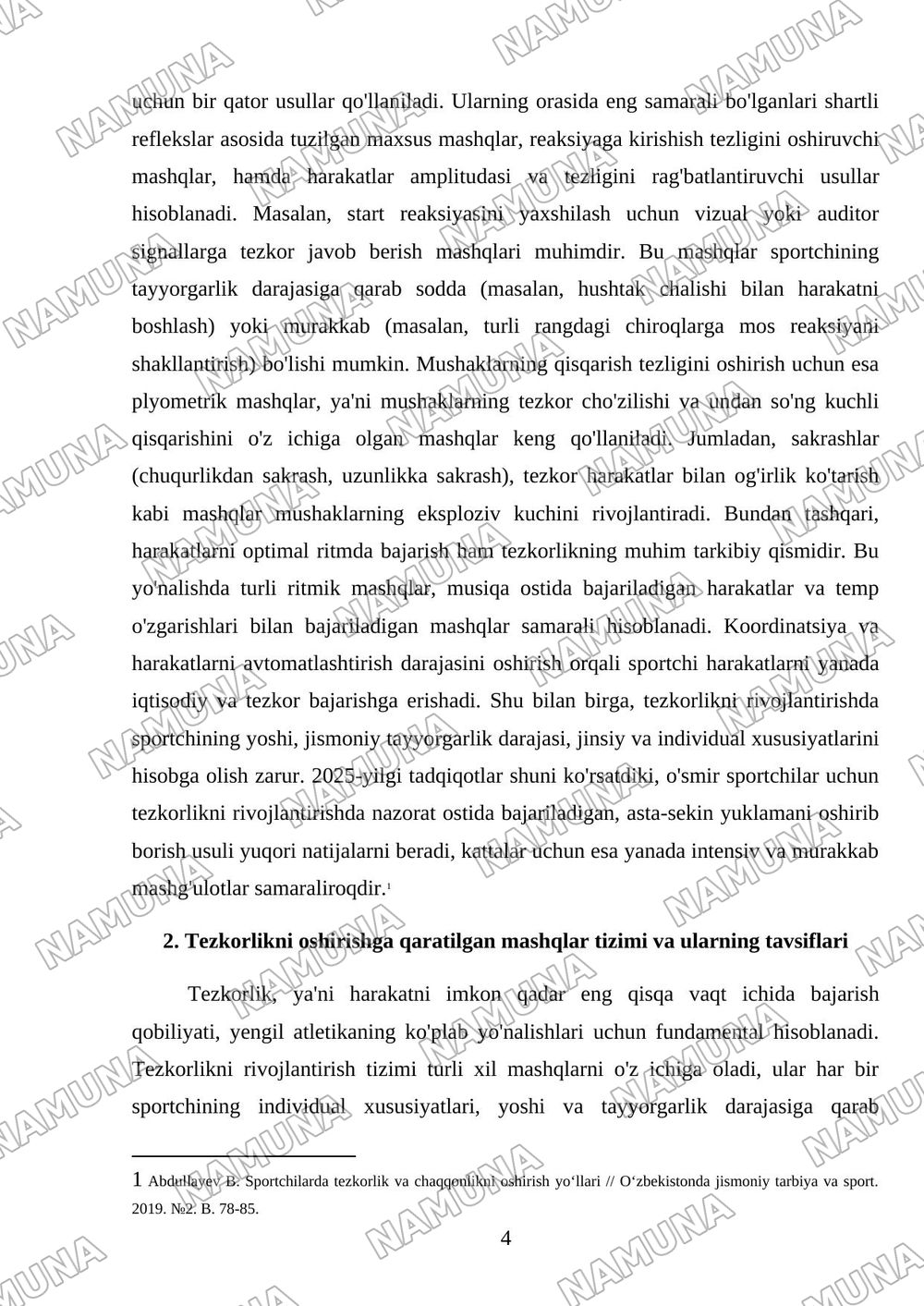 Yengil atletiko. Tezkorlik sifatini rivojlantirish — mustaqil ish, 4-varaq