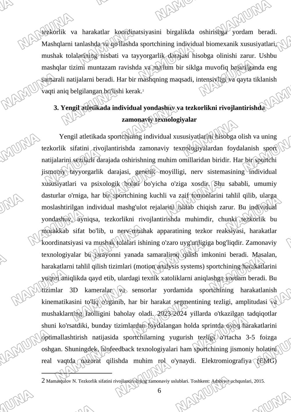 Yengil atletiko. Tezkorlik sifatini rivojlantirish — mustaqil ish, 6-varaq