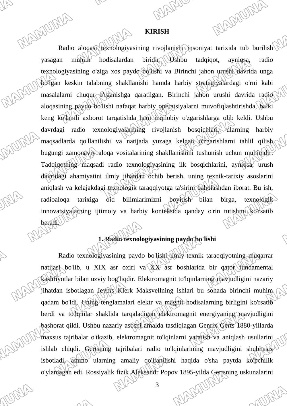 Radio va uning paydo boʻlishi 1jahon urishida unga boʻlgan talab — mustaqil ish, 3-varaq