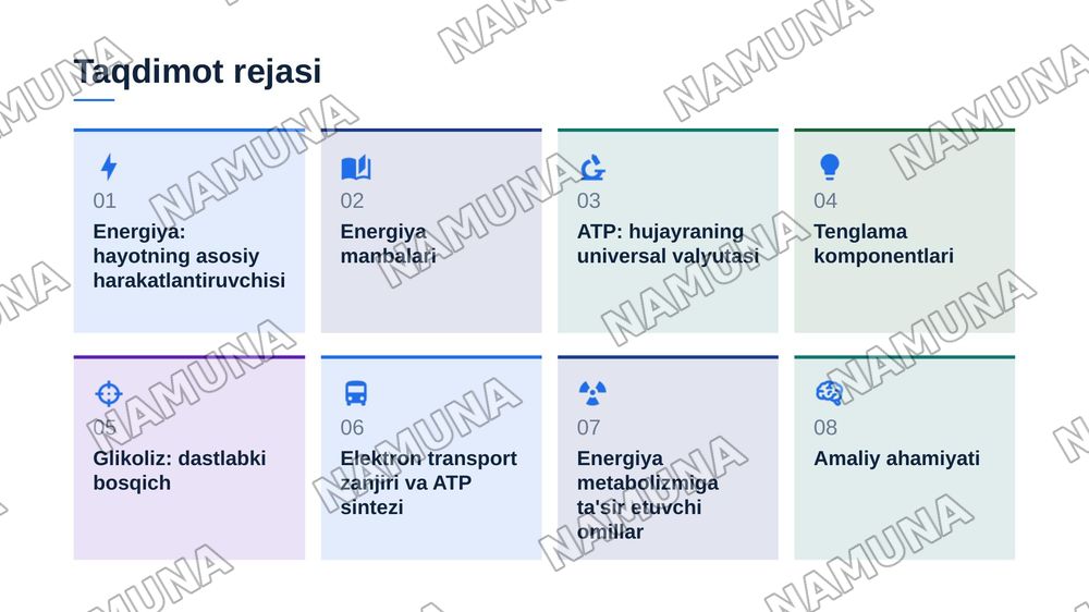 Organizmda asosiy energiya almashinuv tenglamasi va uni
tashkil etuvchilari — zamonaviy taqdimot, 2-slayd