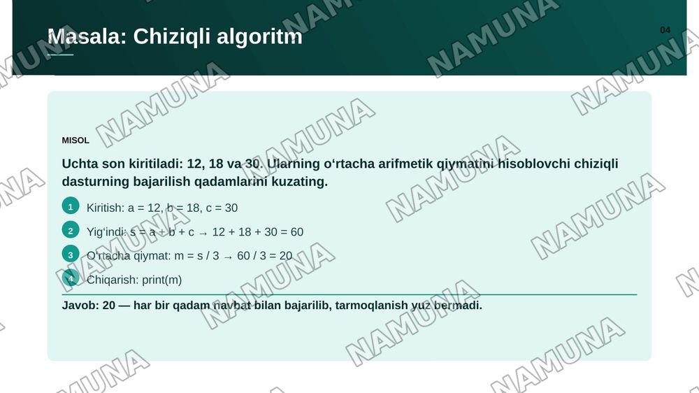 Python dasturlash tilida chiziqli algoritmlar. — zamonaviy taqdimot, 5-slayd