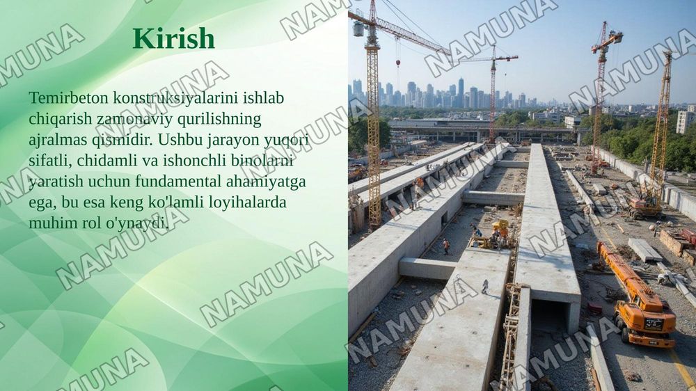 Temirbeton konstruksiyalarini ishlab chiqarish. — taqdimot, 3-slayd