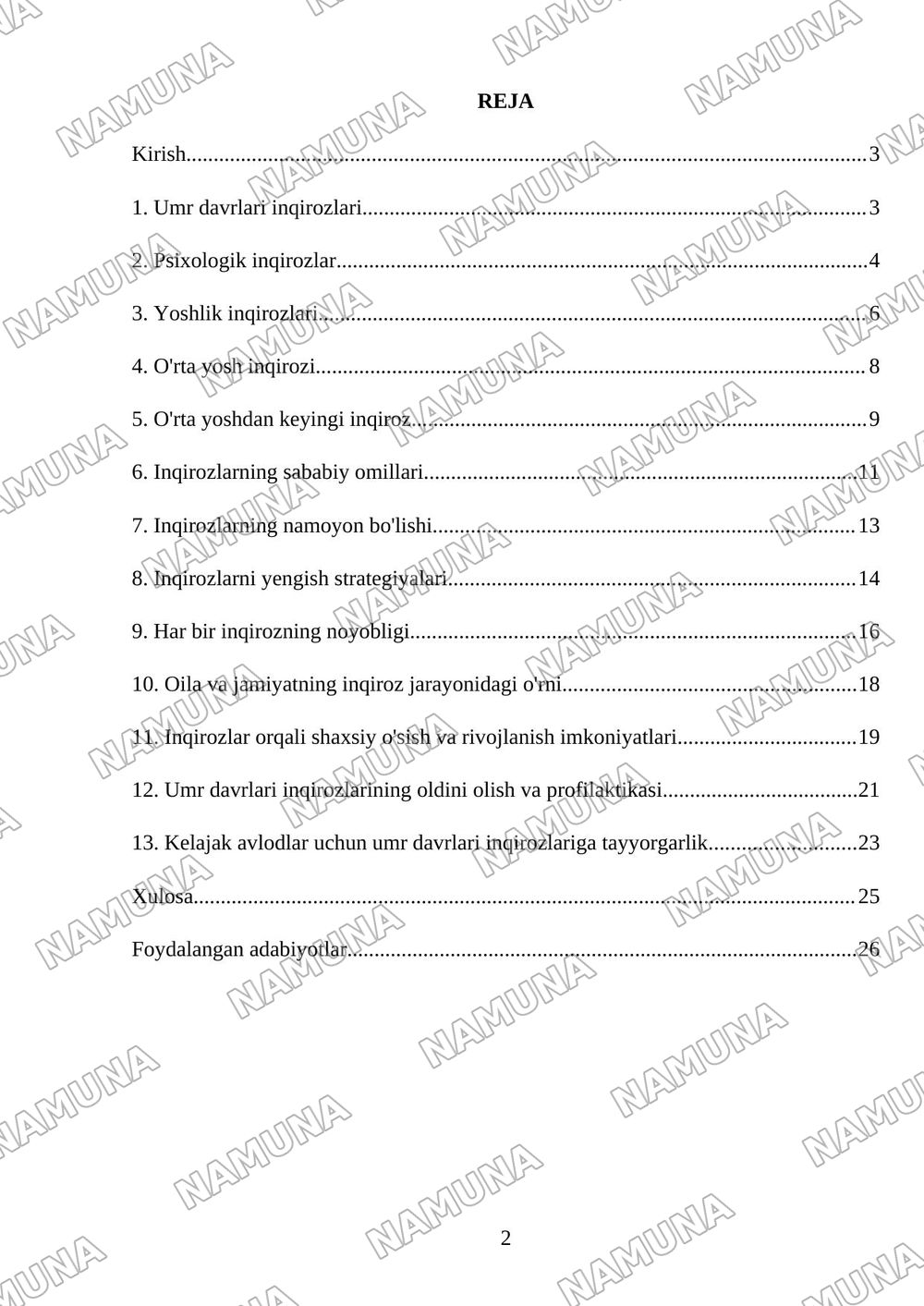 Umr davrlari inqirozlari — referat, 2-varaq