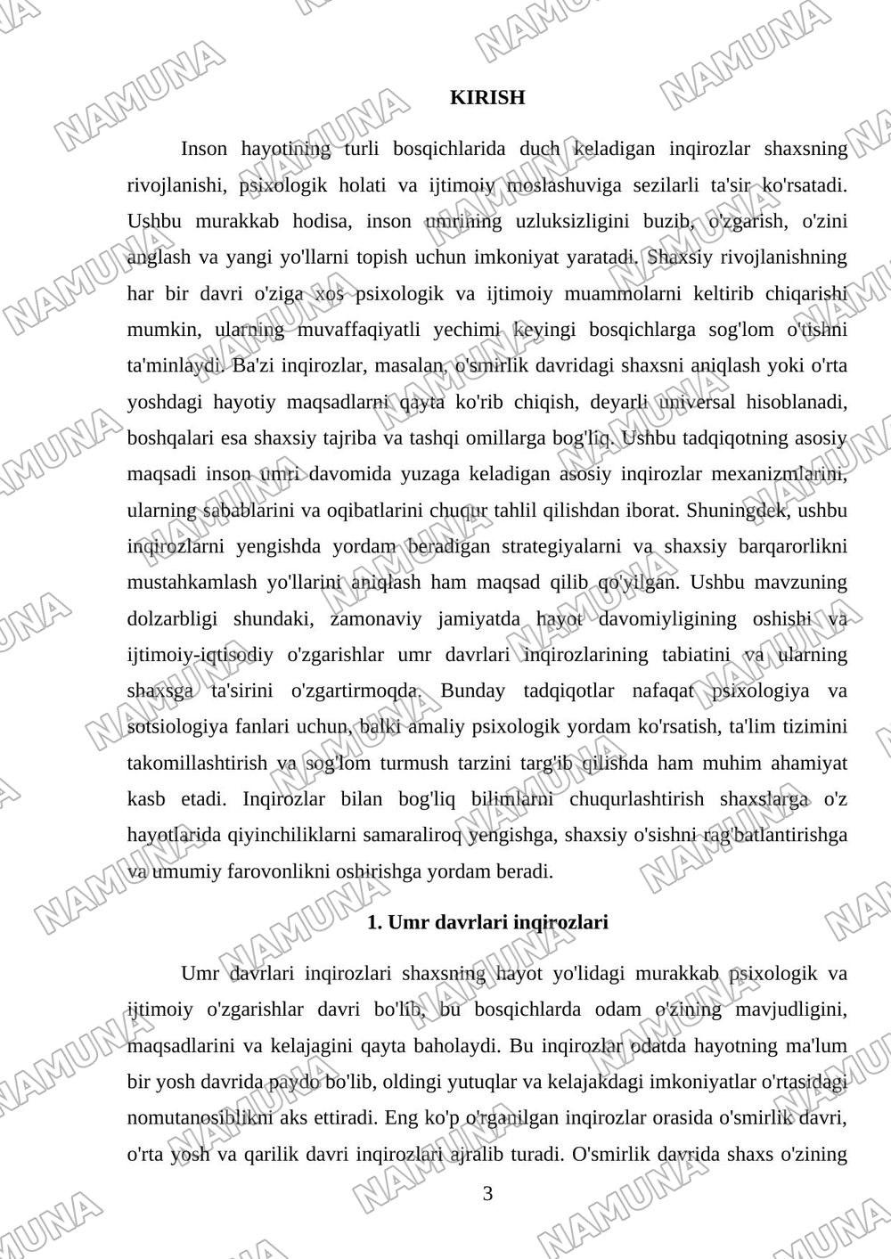 Umr davrlari inqirozlari — referat, 3-varaq