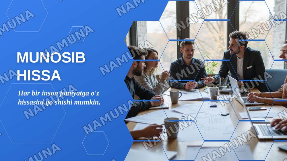 Munosib hissa — zamonaviy taqdimot, 1-slayd