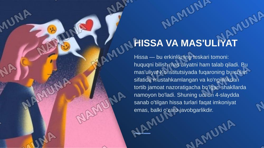 Munosib hissa — zamonaviy taqdimot, 7-slayd