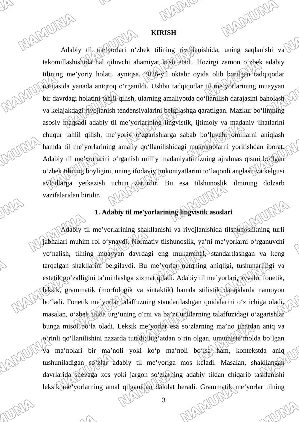 Adabiy til meʼyorlari — mustaqil ish, 3-varaq