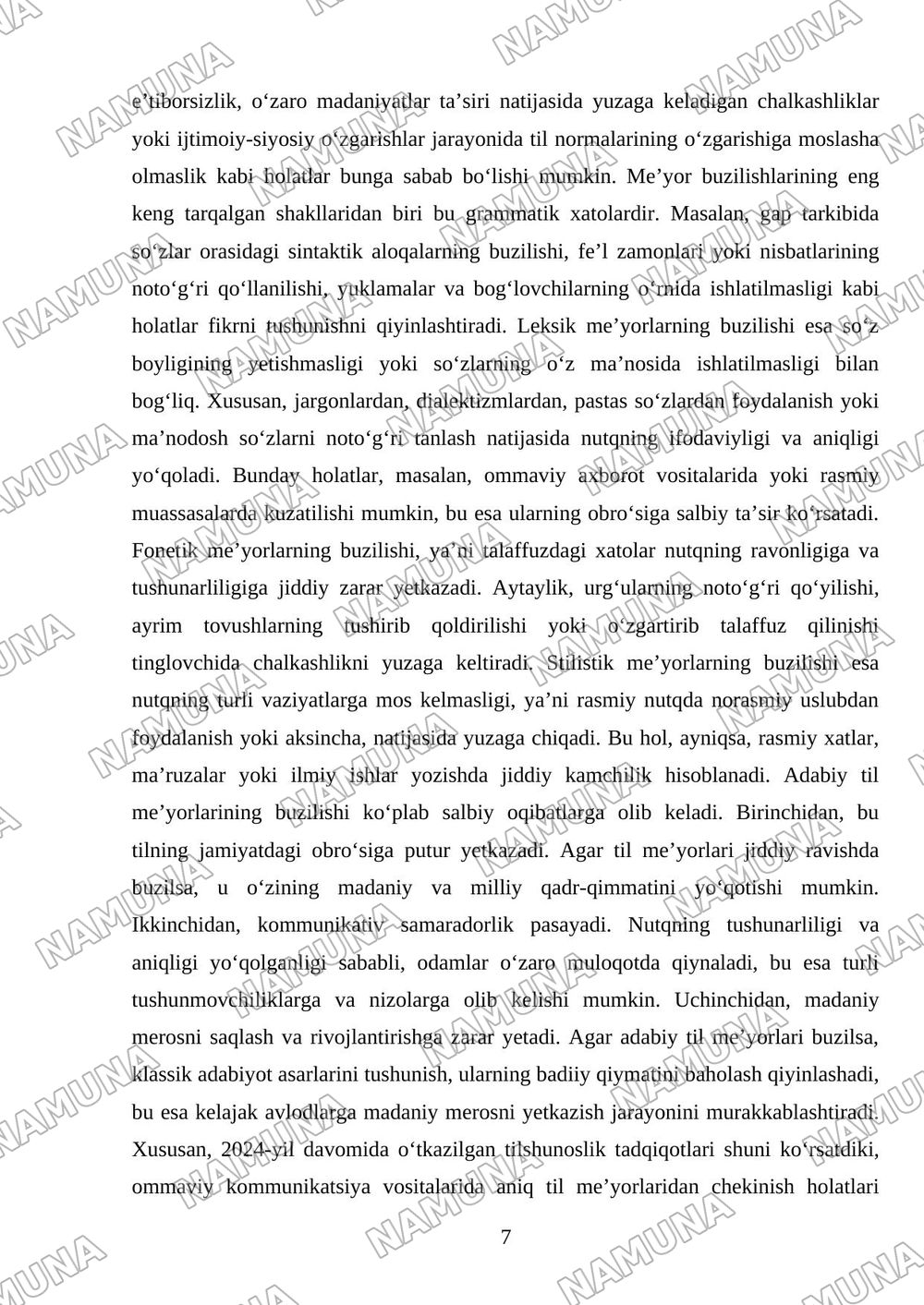 Adabiy til meʼyorlari — mustaqil ish, 7-varaq