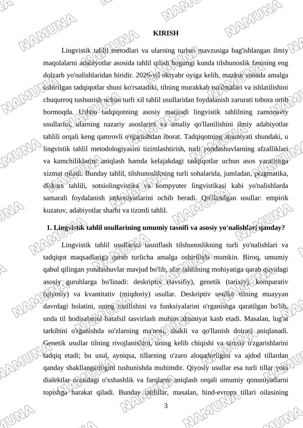 LINGVISTIK TAHLIL METODLARI VA ULARNING TURLARI MAVZUSI BO‘YICHA ILMIY MAQOLALARNI ADABIYOTLAR ASOSIDA TAHLIL QILISH 4. Tadqiqot metodologiyasi va usullari Qo‘llanilgan usullar: Empririk (kuzatish, — mustaqil ish, 3-varaq