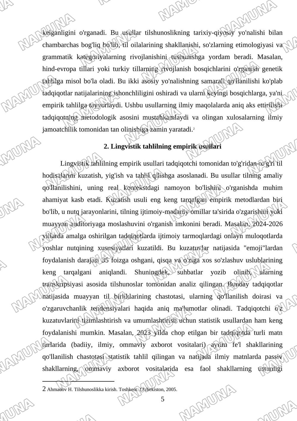 LINGVISTIK TAHLIL METODLARI VA ULARNING TURLARI MAVZUSI BO‘YICHA ILMIY MAQOLALARNI ADABIYOTLAR ASOSIDA TAHLIL QILISH 4. Tadqiqot metodologiyasi va usullari Qo‘llanilgan usullar: Empririk (kuzatish, — mustaqil ish, 5-varaq
