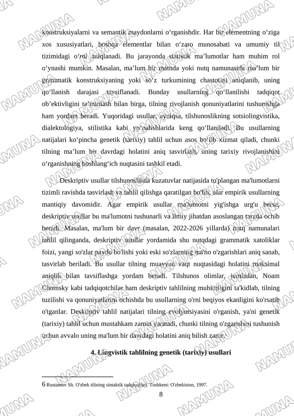 LINGVISTIK TAHLIL METODLARI VA ULARNING TURLARI MAVZUSI BO‘YICHA ILMIY MAQOLALARNI ADABIYOTLAR ASOSIDA TAHLIL QILISH 4. Tadqiqot metodologiyasi va usullari Qo‘llanilgan usullar: Empririk (kuzatish, — mustaqil ish, 8-varaq