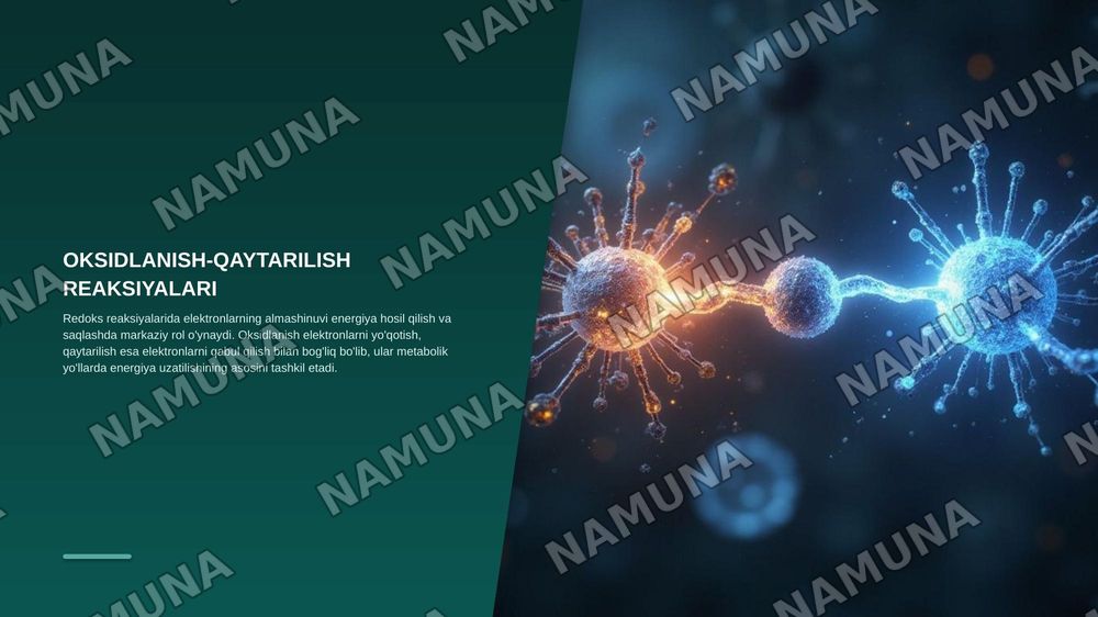 Metabolizm asoslari va bioenergetika. Katabolizm va anabolizm. ATF ning energetik almashinuvidagi roʻli. Oksidlanish- qaytarilish reaksiyalari. — zamonaviy taqdimot, 8-slayd