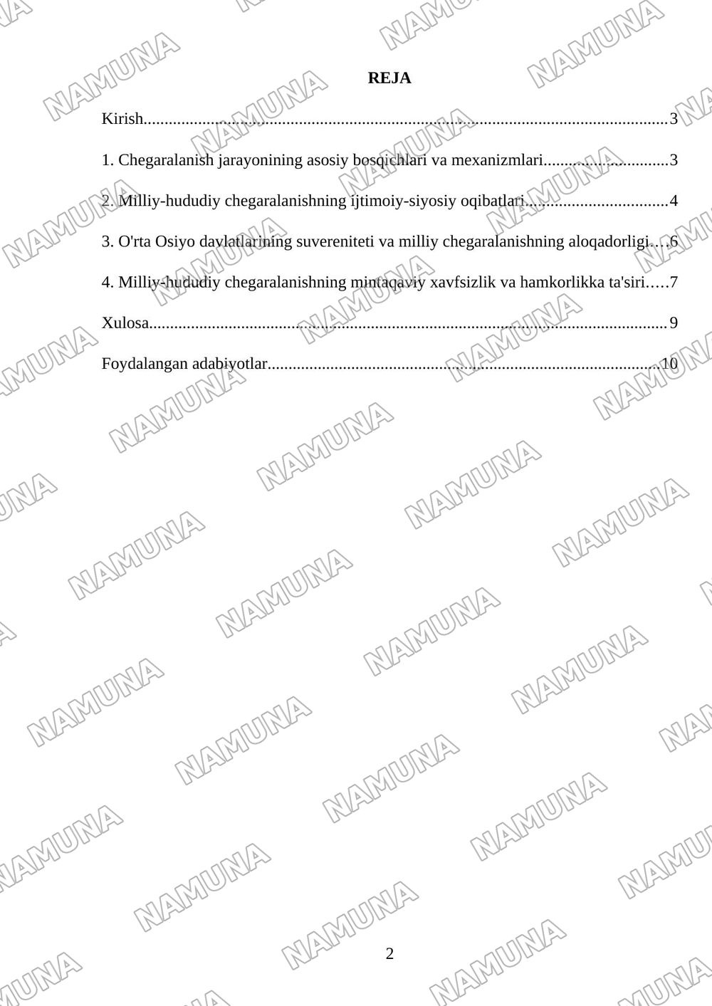 O'rta Osiyoda milliy-hududiy chegaralanishning o'tkaziliashi maqsad va mohiyati — referat, 2-varaq