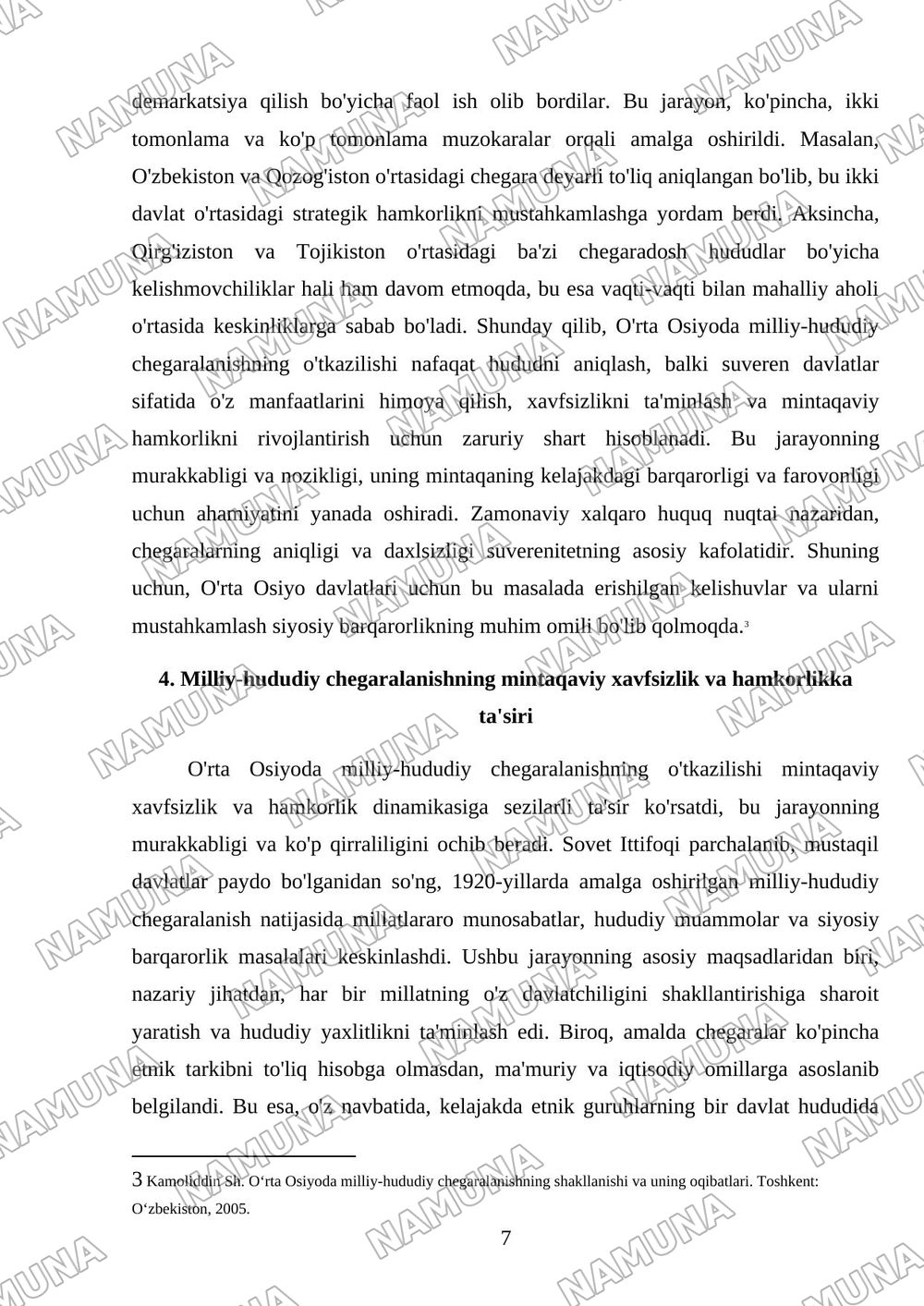 O'rta Osiyoda milliy-hududiy chegaralanishning o'tkaziliashi maqsad va mohiyati — referat, 7-varaq