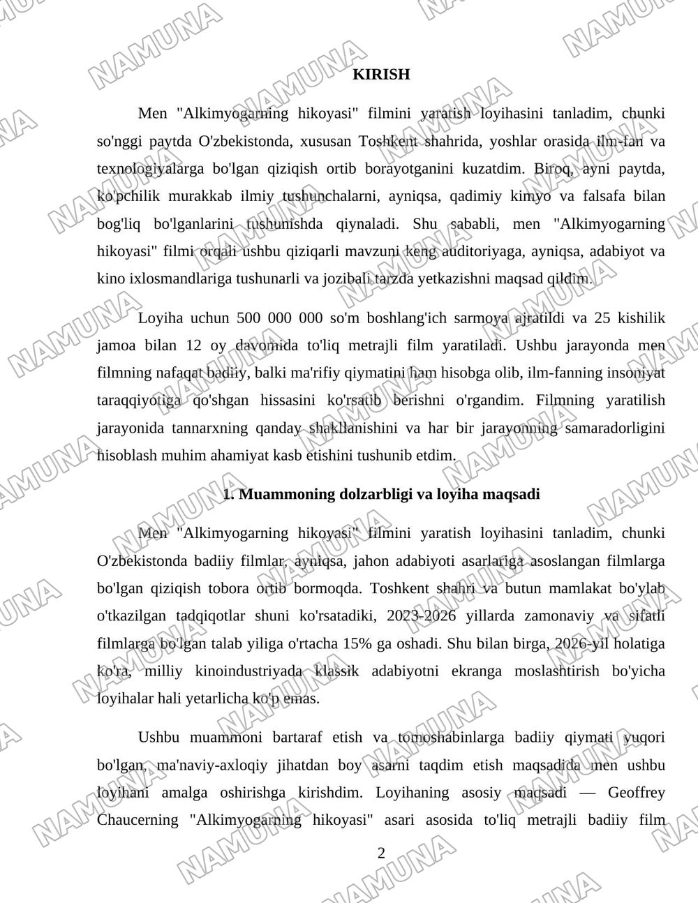 The summoner's tale — loyiha ishi, 2-varaq