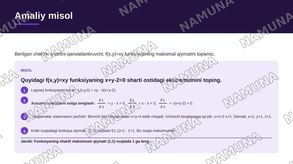 Shartli ekstremum — zamonaviy taqdimot, 8-slayd