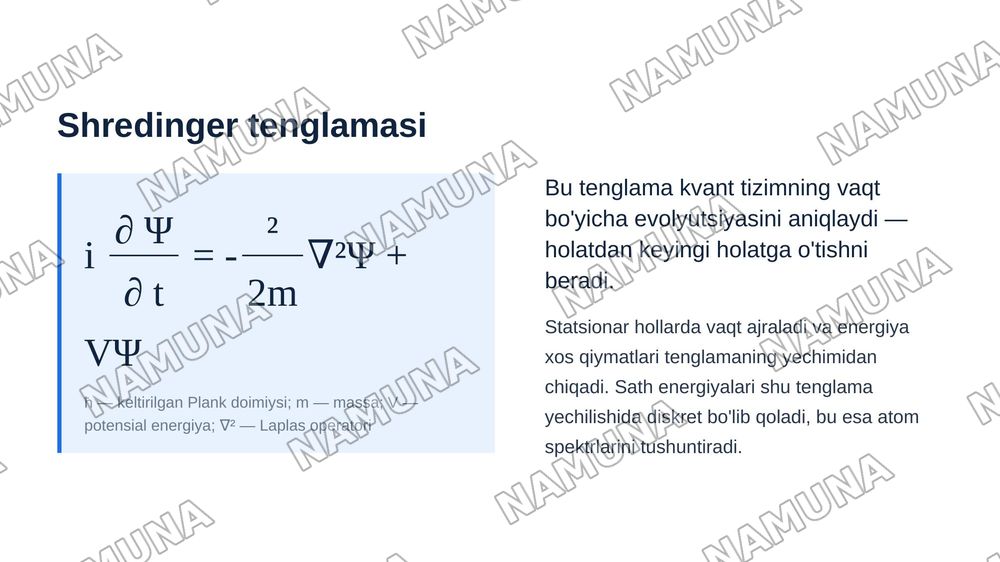 Kvant fizikasi formulalari — zamonaviy taqdimot, 5-slayd