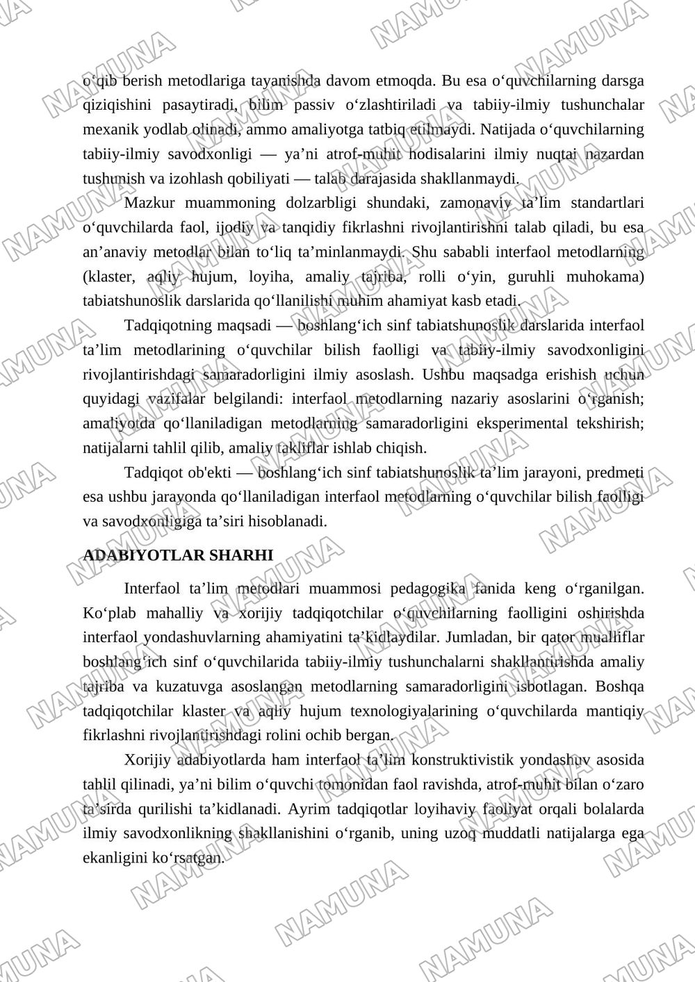 Boshlang‘ich sinf tabiatshunoslik darslarida interfaol ta’lim metodlarining o‘quvchilar bilish faolligi va tabiiy-ilmiy savodxonligini rivojlantirishdagi samaradorligi — maqola, 2-varaq
