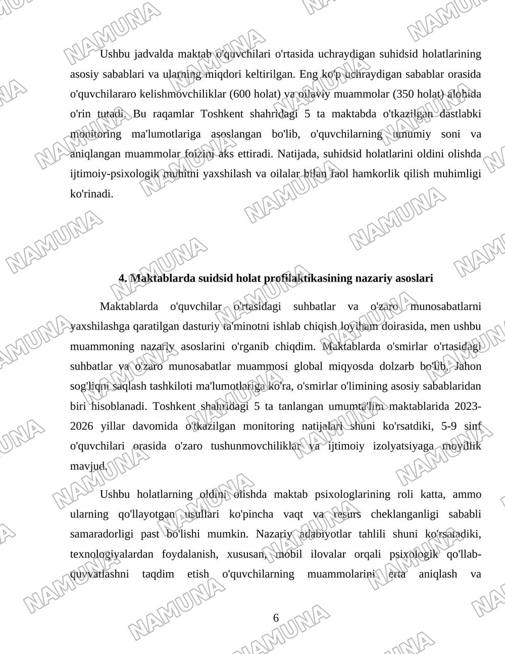 Maktablarda suidsid holat profilaktikasi — loyiha ishi, 6-varaq