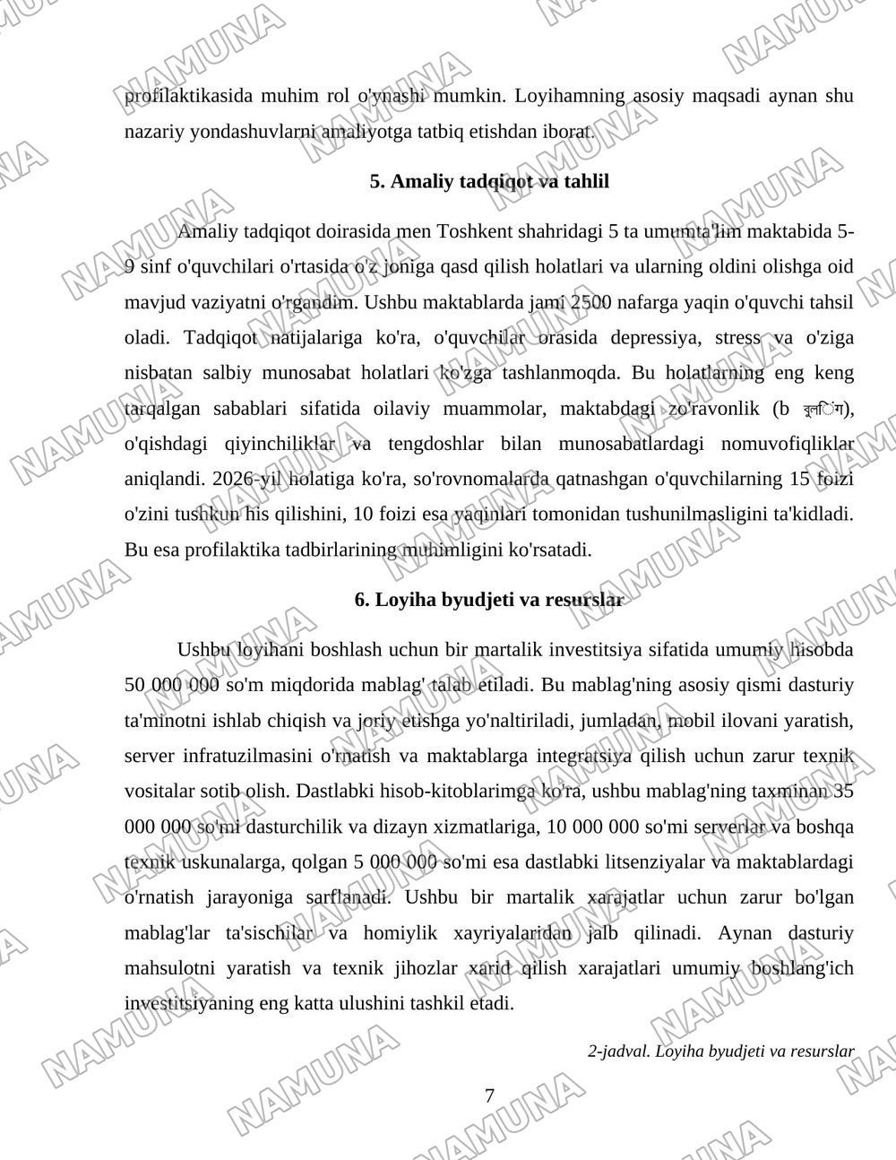 Maktablarda suidsid holat profilaktikasi — loyiha ishi, 7-varaq