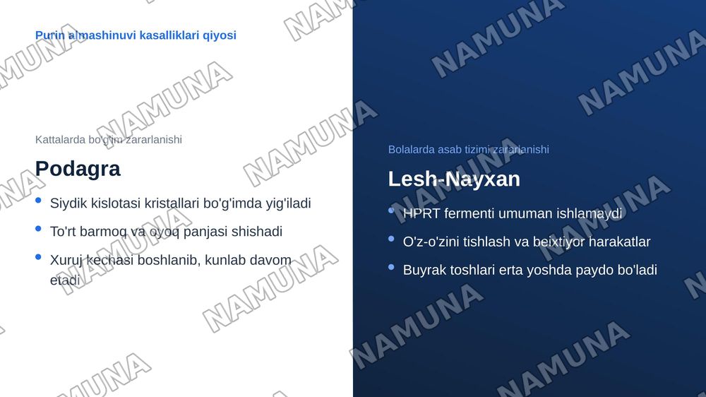 Purin va pirimidin almashinuvining buzilishi natijasida kelib chiqadigan gen kasalliklari. — zamonaviy taqdimot, 7-slayd