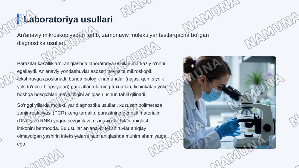 Parazitar kasalliklarning diagnostika usullari — zamonaviy taqdimot, 5-slayd