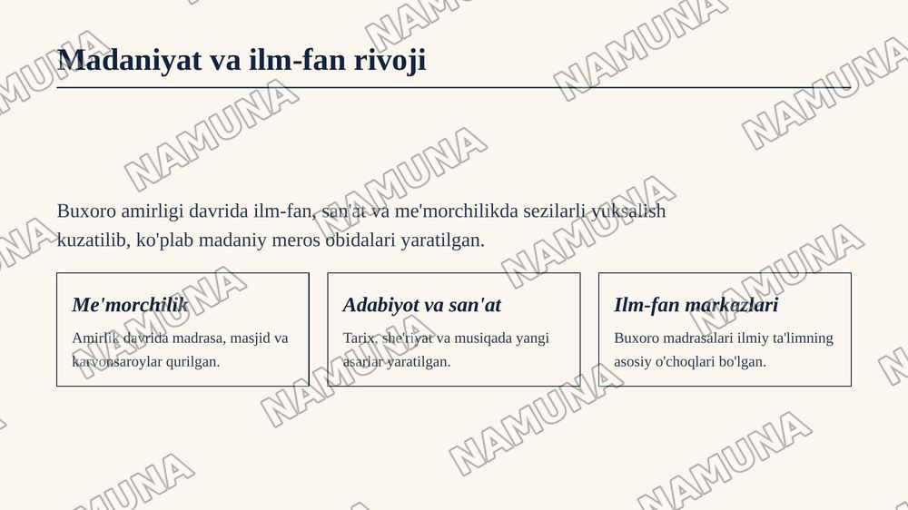 Buxoro amirligi — zamonaviy taqdimot, 6-slayd